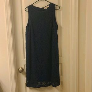 Navy Blue Crochet Overlay Dress